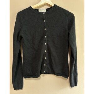 Valerie Stevens Separates Black 100% Cashmere Cardigan Sweater Cozy Size Small